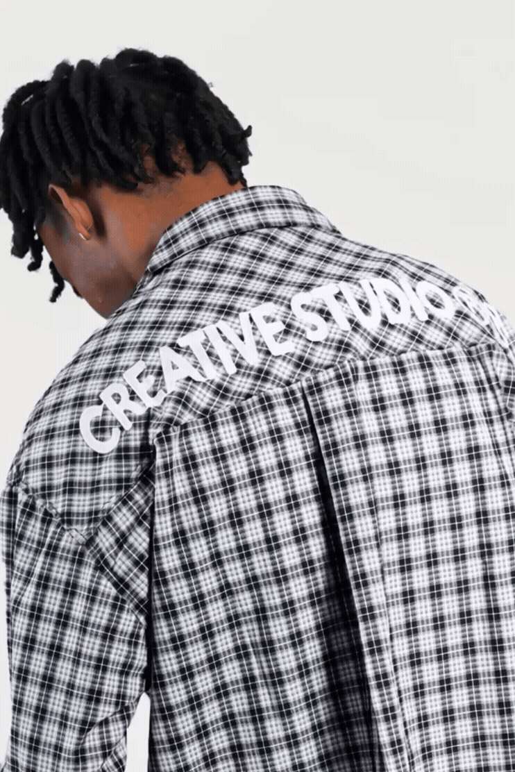 Creative Studio Siyah Ekose Oversize Gömlek
