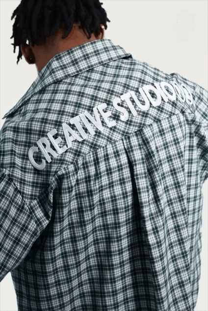 Creative Studio Yeşil Ekose Oversize Gömlek