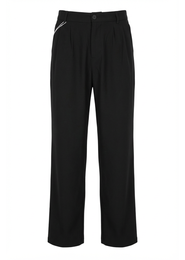 Siyah Baggy Kumaş Pantolon - HWNP0025